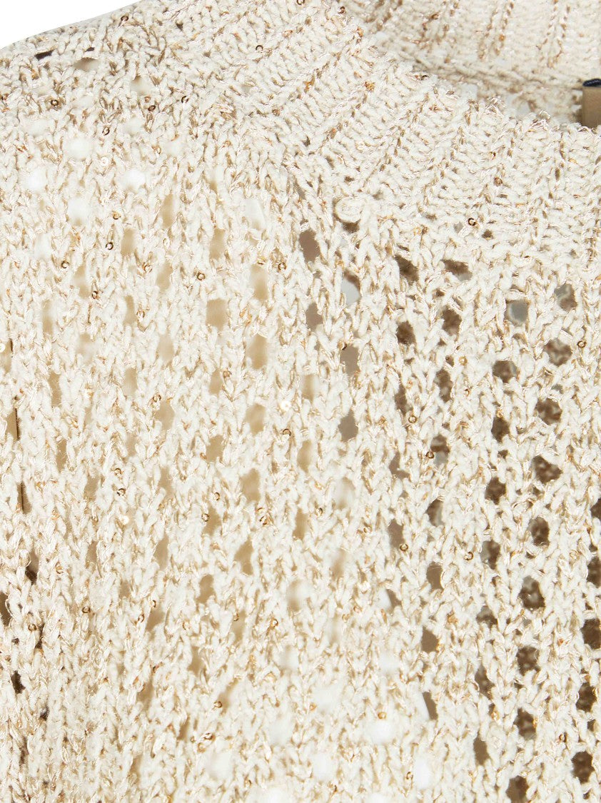 Herno Neutral Open Knit Sleeveless Top