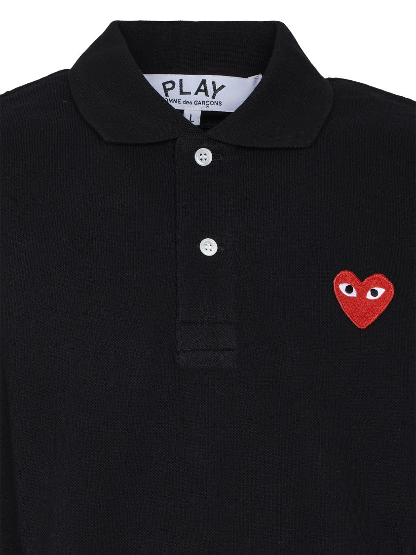 Comme Des Garçons Polo Shirt With Red Heart Emblem