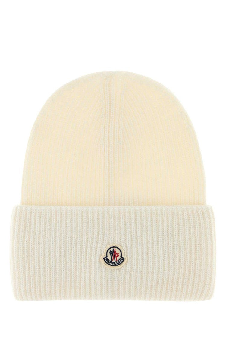 Moncler Ivory Wool Beanie Hat