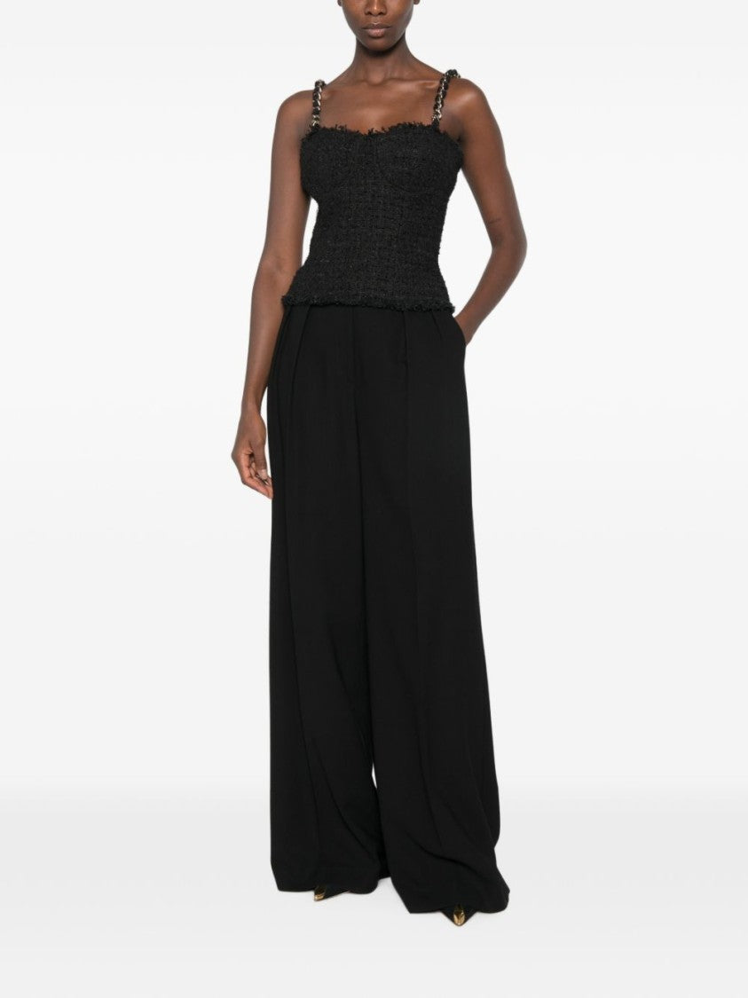 Balmain Tweed Chain-Link Cropped Top - Black