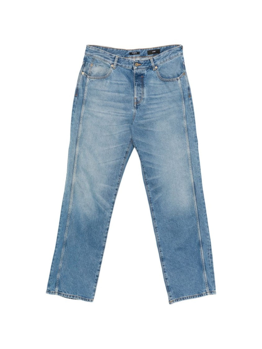 Balmain Blue Relaxed Straight-Leg Fading Jeans