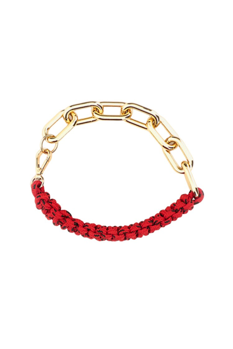 Plan C Red Gold Braided Cord Chain Necklace