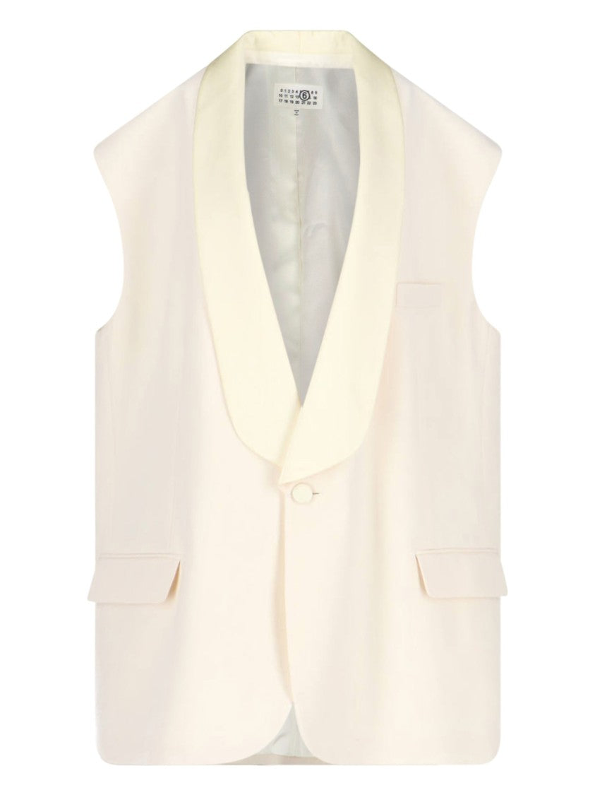 Mm6 By Maison Margiela Virgin Wool Blend Vest Jacket – Cream