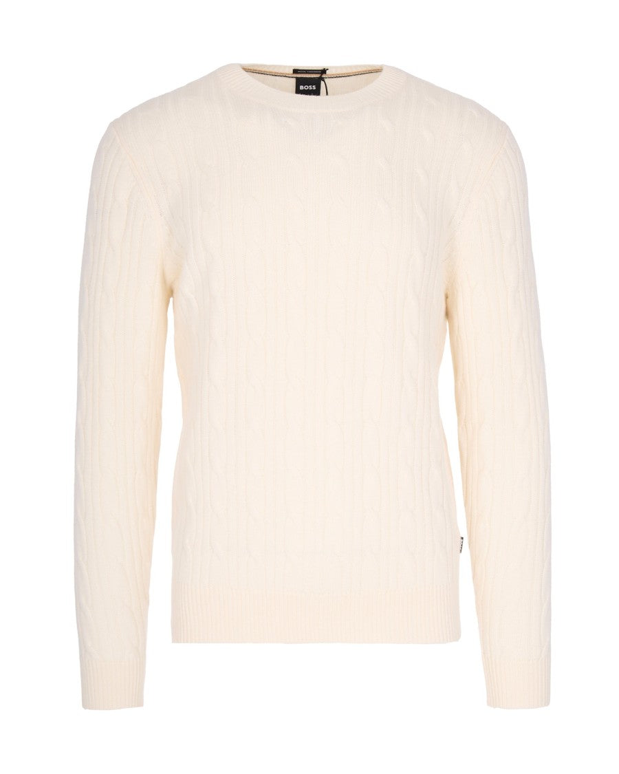 Boss Cable Knit Virgin Wool And Cashmere Sweater