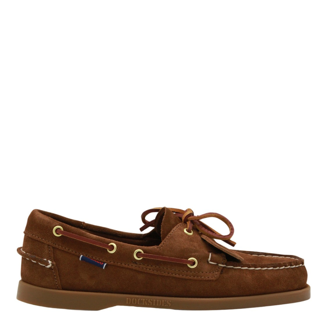 Sebago Brown Suede Boat Shoes With Contrast Stitching