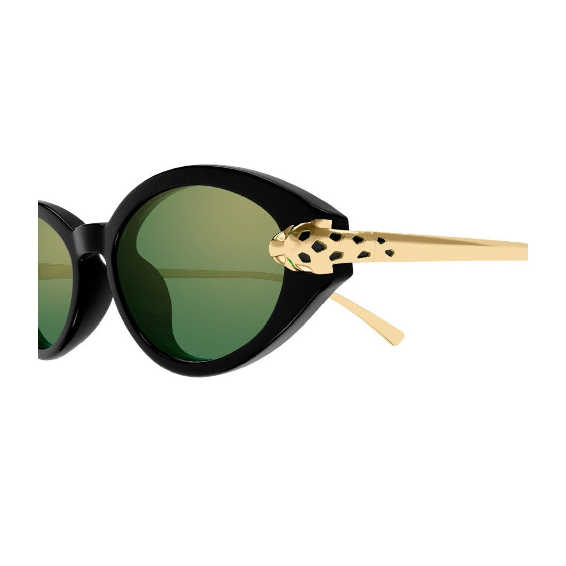 Cartier Black Panthère De Cartier Recycled Acetate Metal Almond Sunglasses