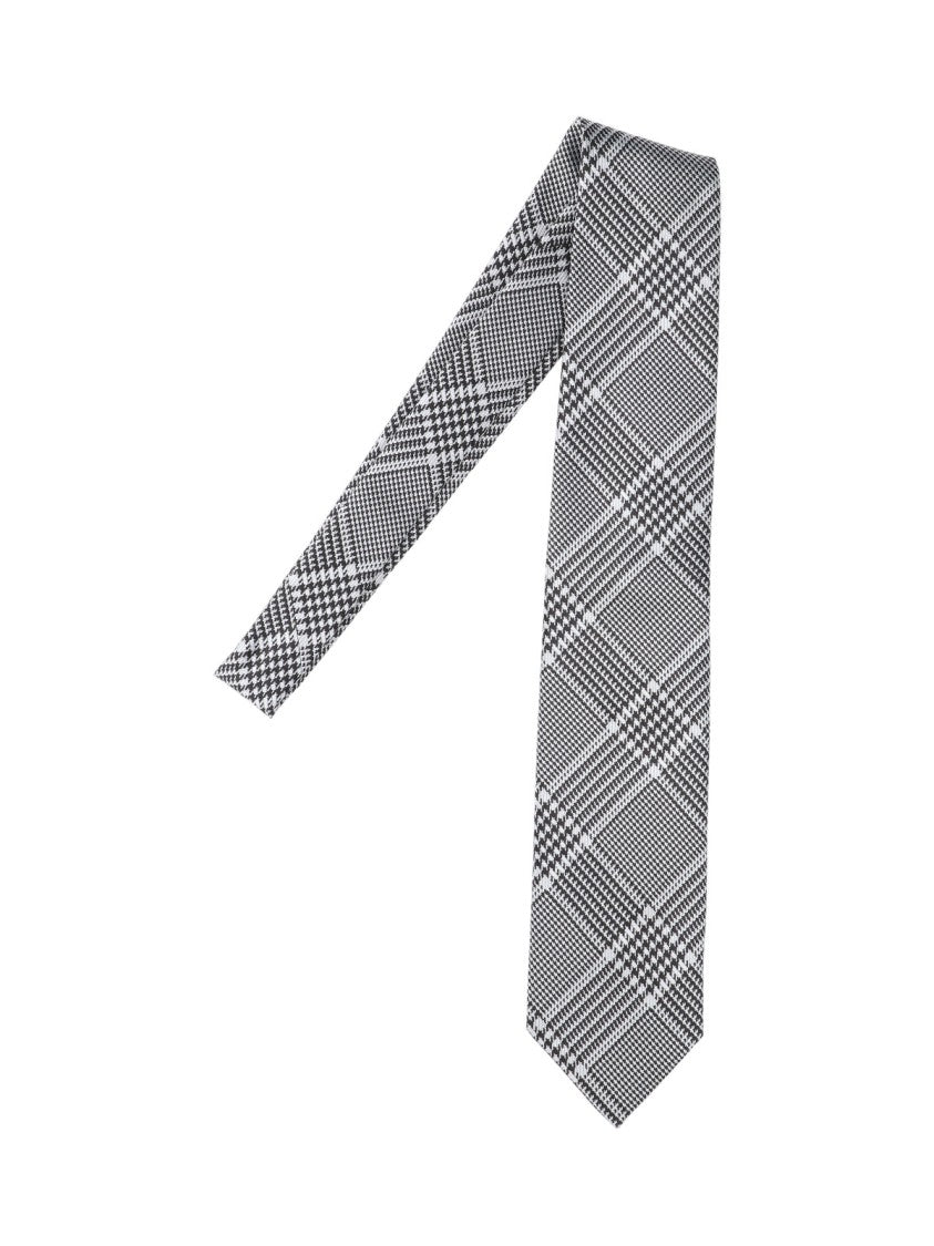 Tom Ford Prince Of Wales Pattern Tie In Mulberry Silk