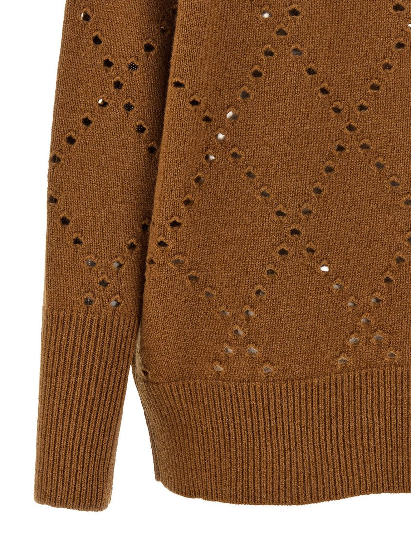 Nude Argyle Cut-Out Cardigan