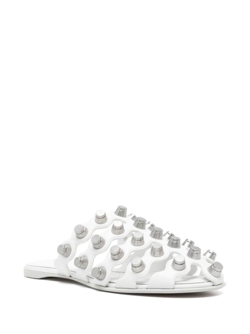 Alexander Wang White Rexa Cage Slides With Cut-Out Design