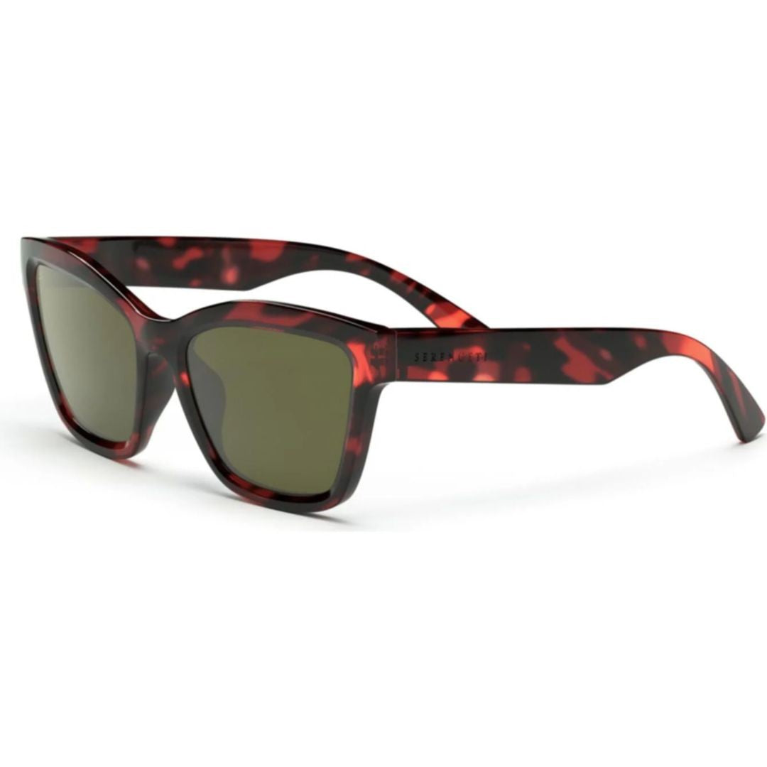 Serengeti Rolla Bold Rectangular Tortoiseshell Sunglasses With Green Lenses