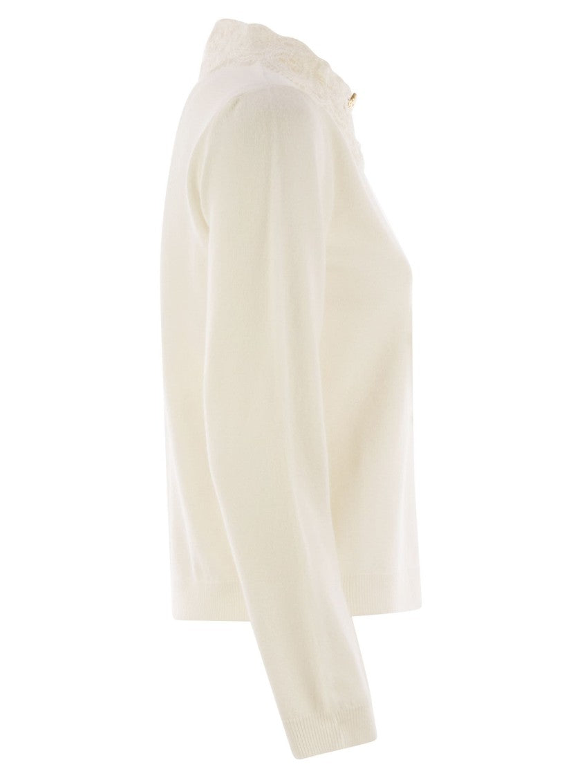 Fabiana Filippi Platinum Jersey With Macramé Lace