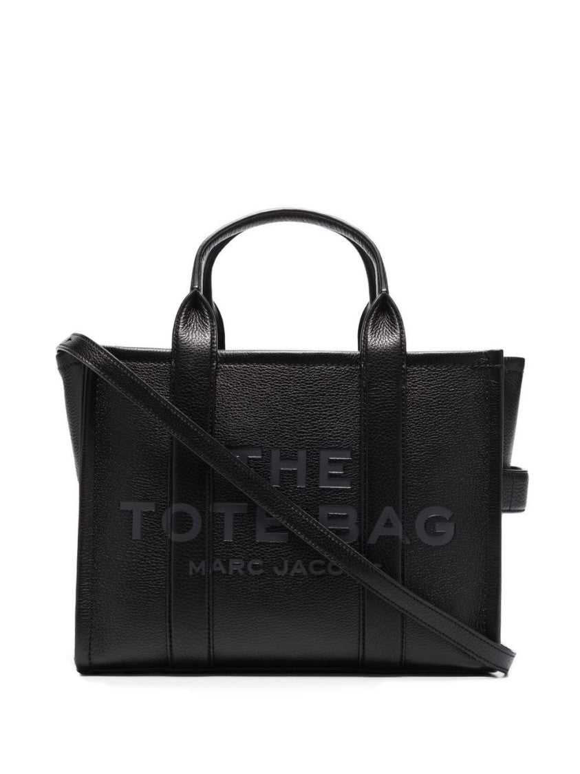 Marc Jacobs Black Gold-Tone Hardware Leather Tote Bag