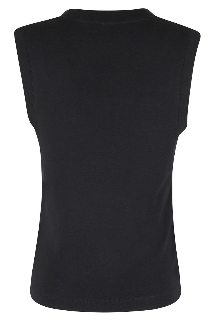 Vince Black High V Shell Ribbed-Trim Cotton-Blend Tank Top