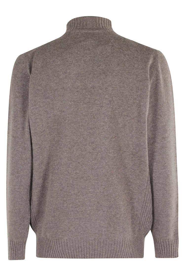 Barbour Dark Stone Essential Lambswool Half-Zip Funnel Neck Sweater