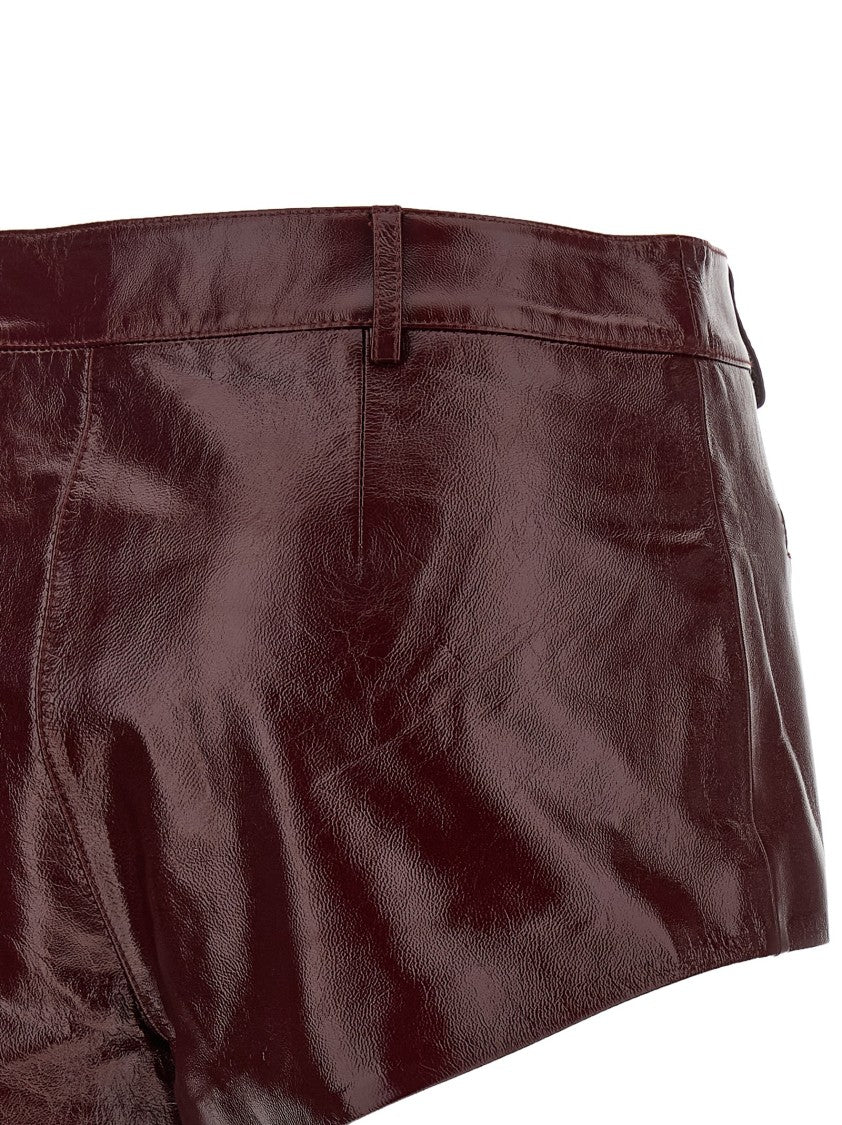 Self-Portrait Craqué Leather Shorts