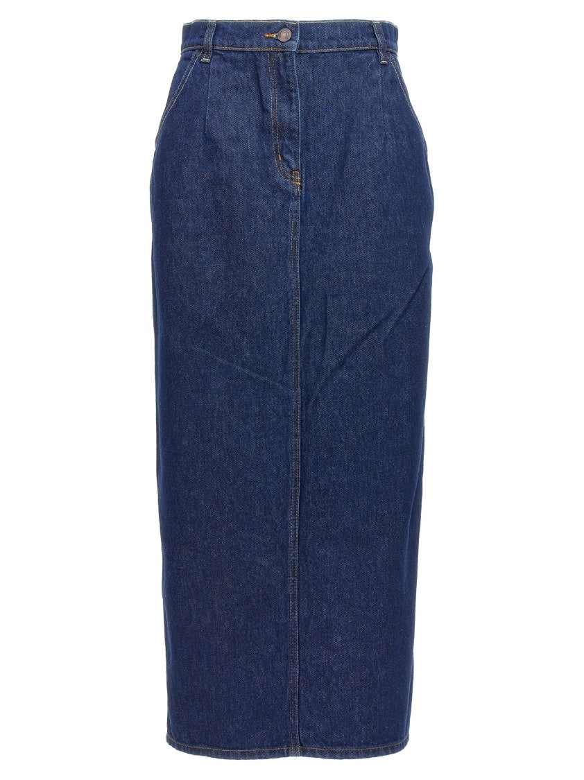 Magda Butrym Long Denim Skirt With Back Split