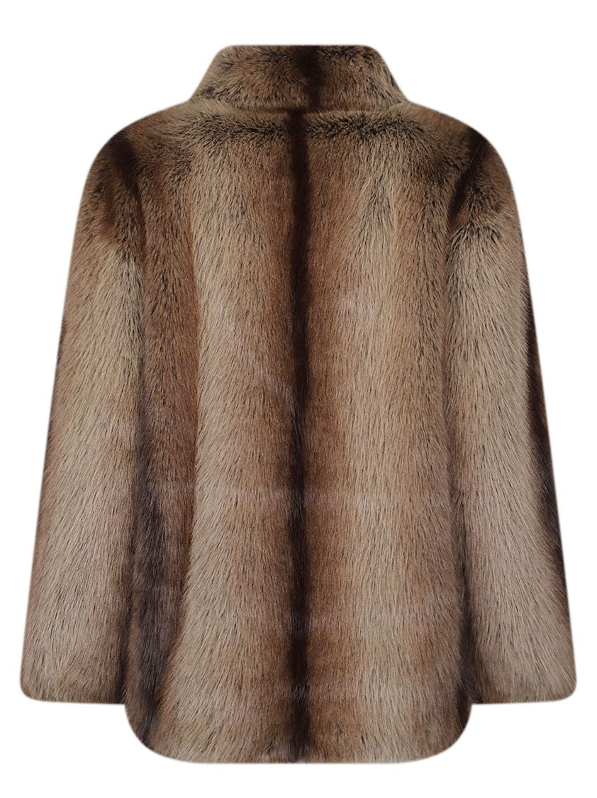 Pinko Caladenia Wide-Lapel Boxy Faux-Fur Caban