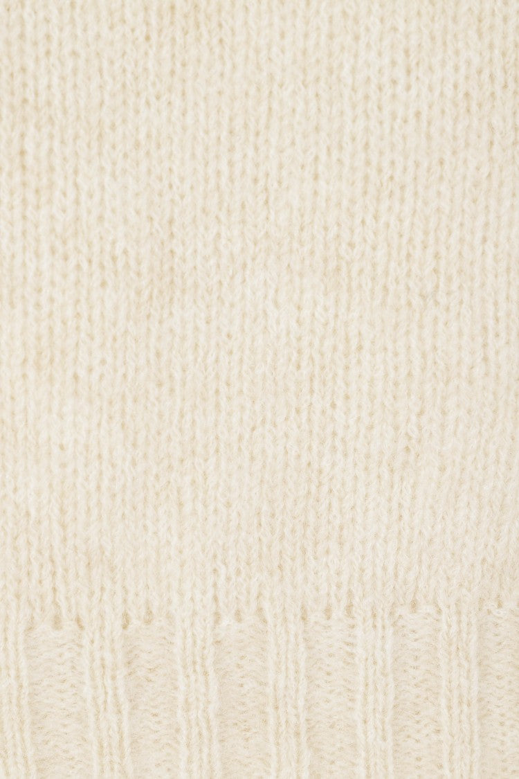 Roberto Collina Ecru Merino And Baby Camel Knit Sweater With Ribbed Trim