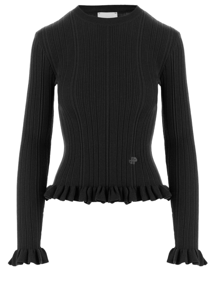 Patou Ruffled Hem Merino Wool Sweater