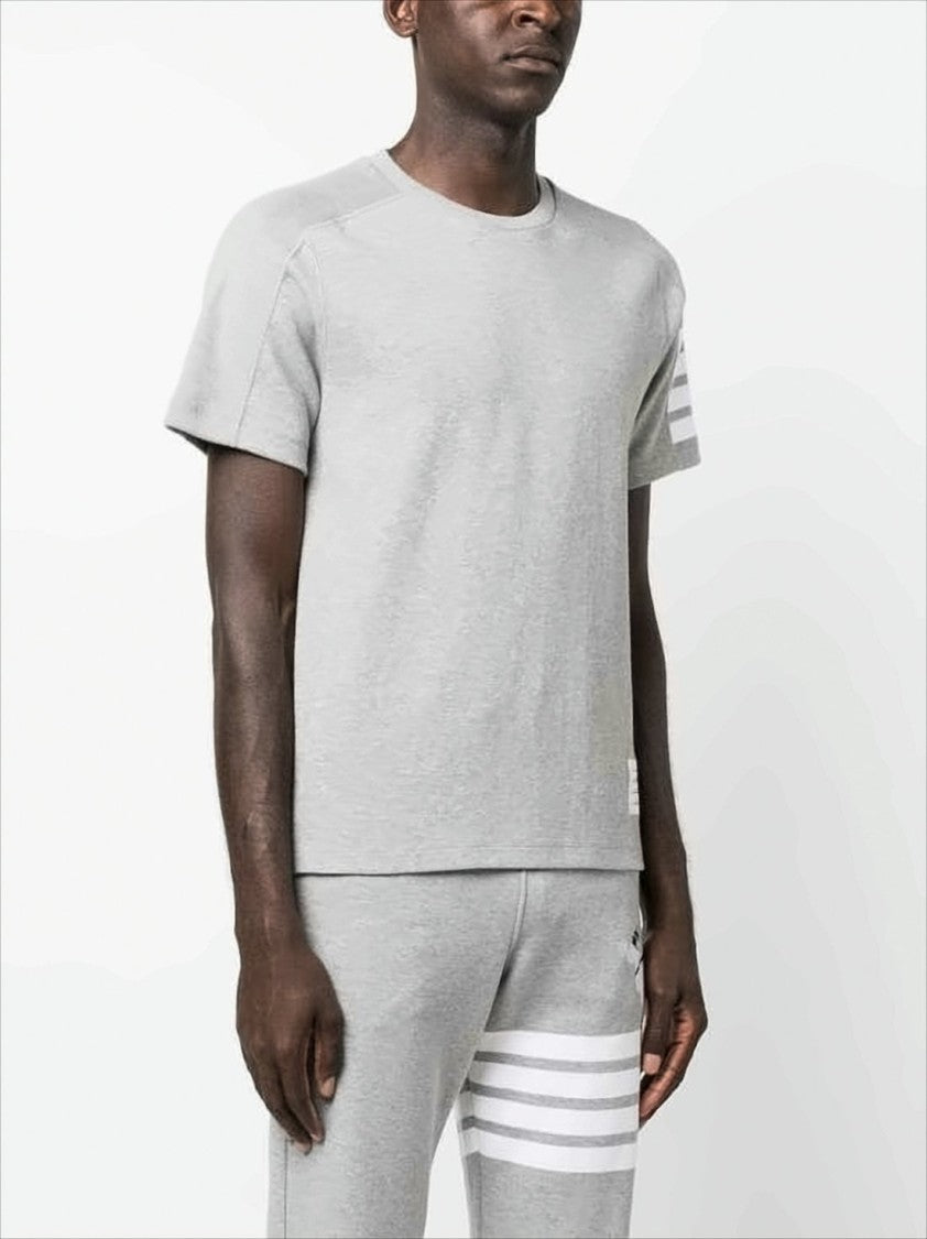 Thom Browne Heather Grey Short-Sleeve T-Shirt With Distinctive Stripe Detail