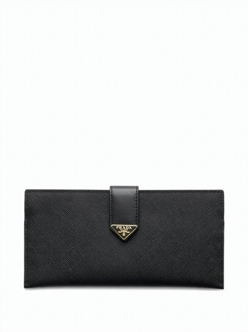 Prada Rectangular Long Wallet In Textured Calf Leather
