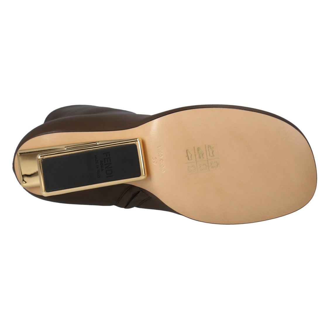 Fendi Heeled Ankle Boots With Gold-Colored Diagonal Heel