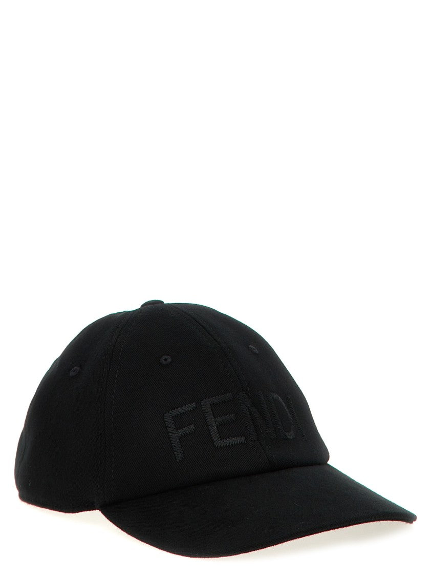 Fendi Cotton Canvas Cap With Tone-On-Tone Logo Embroidery