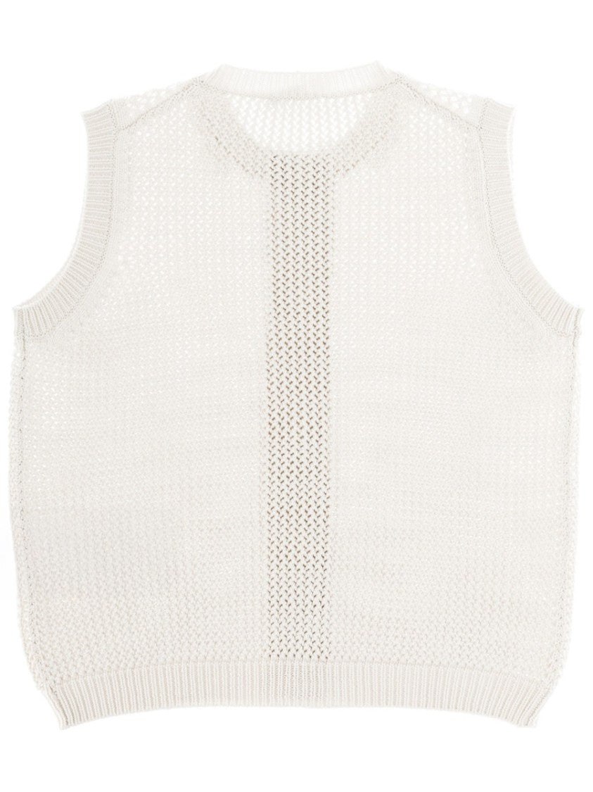 Max Mara White Open-Weave Silk-Blend Sweater