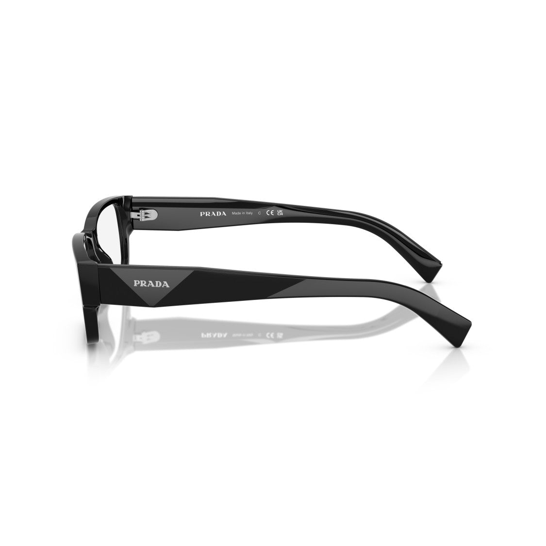 Prada 0Pr B09v Glossy Black Acetate Rectangular Sunglasses