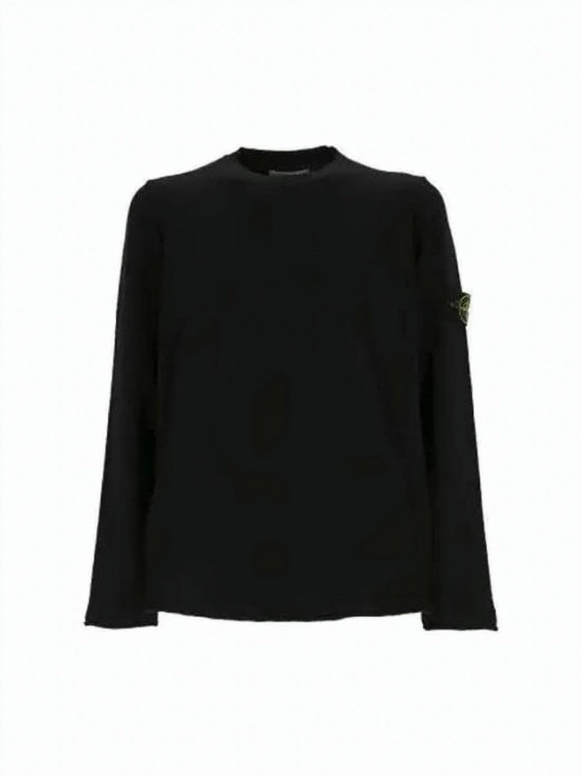Stone Island Black Knitwear Sweater With Logo Patch