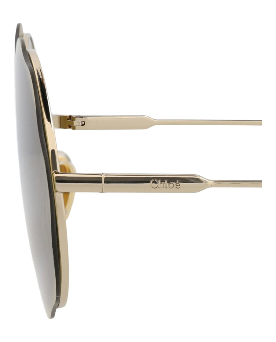 Chloé Round-Frame Metal Sunglasses With Wavy Design