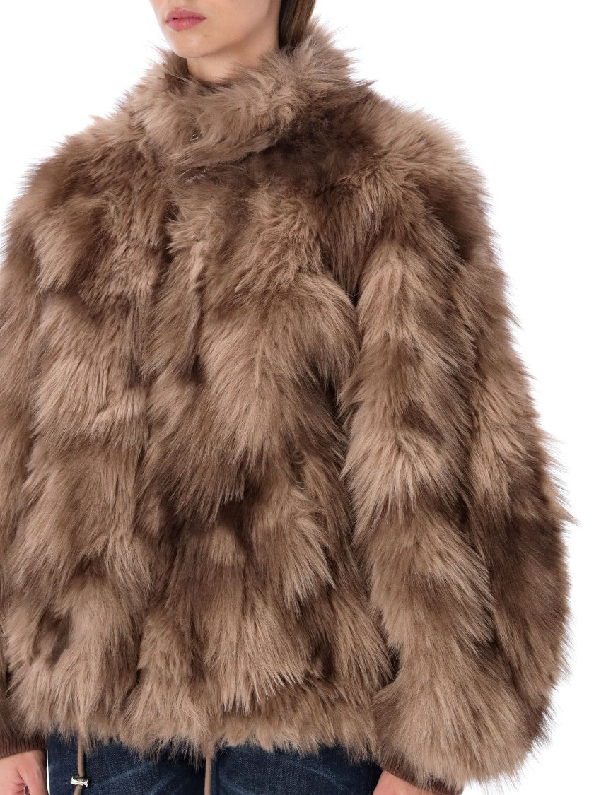 Sword Bomber Eco Martora Plush Voluminous Bomber Jacket