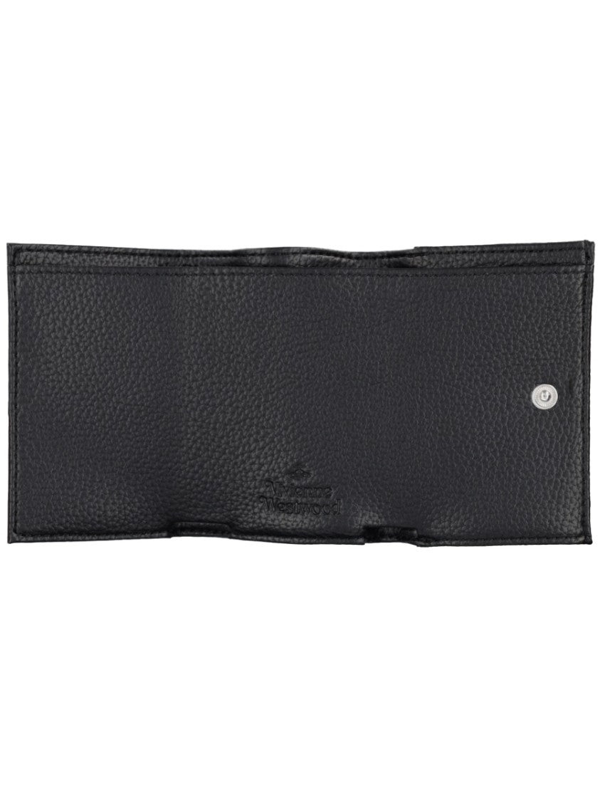 Vivienne Westwood Envelope-Style Wallet With Textured Surface And Metallic Emblem