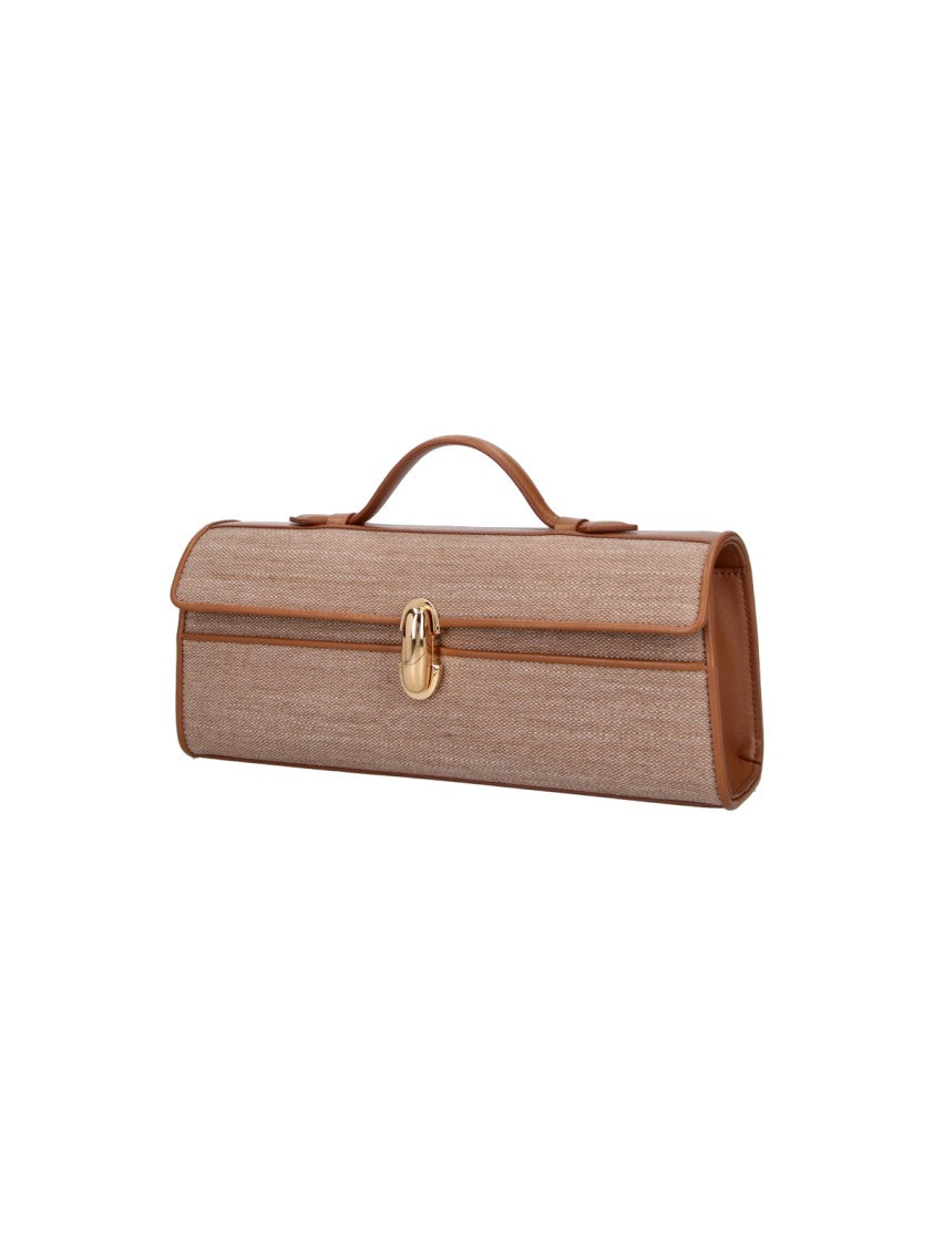 Savette Brown Fabric Slim Symmetry Clutch