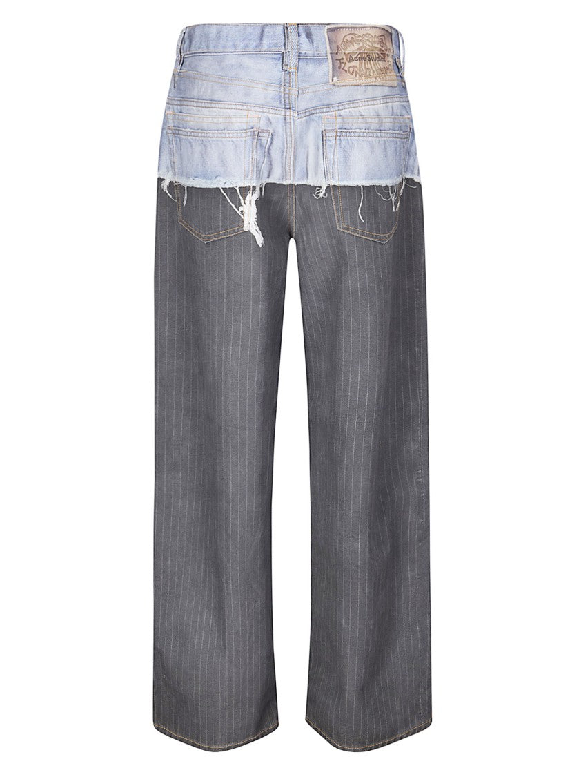 Acne Studios Blue Black Fn-Ux Mixed Denim Wide-Leg Jeans
