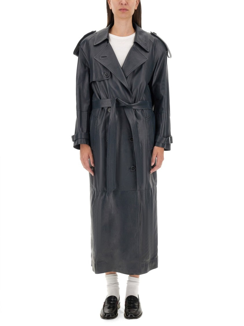Salvatore Santoro Double-Breasted Ovine Leather Trench Coat