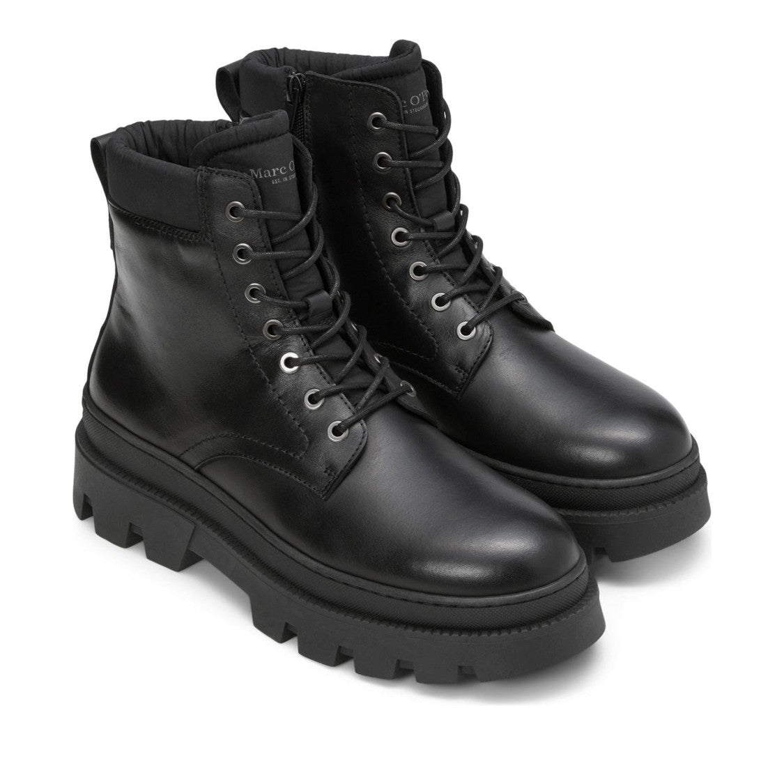 Marc O'polo Black Isak 9A Leather Lace-Up Side Zip Boots