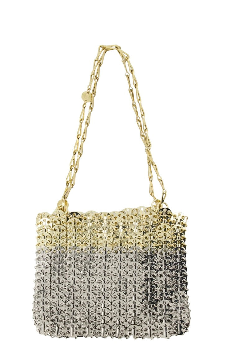 Rabanne Silver Light Gold 1969 Skyline Chain Metal Mesh Brass Clutch
