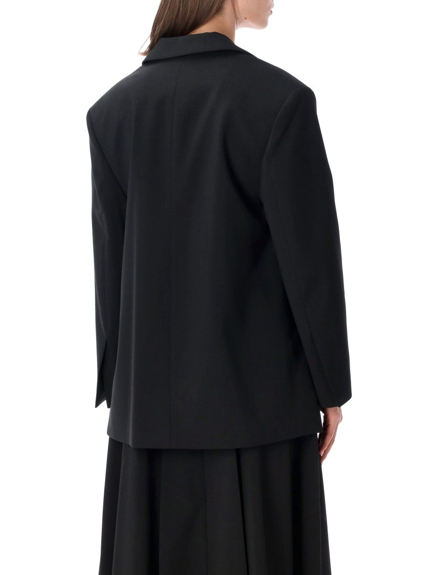 By Malene Birger Structured Black Blazer With Notched Lapel And Oversized Fit