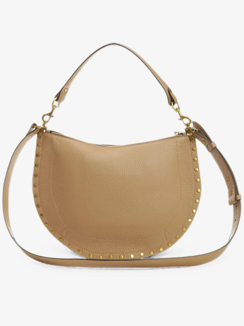 Isabel Marant Crescent-Shaped Pebbled Shoulder Bag With Gold-Tone Studs