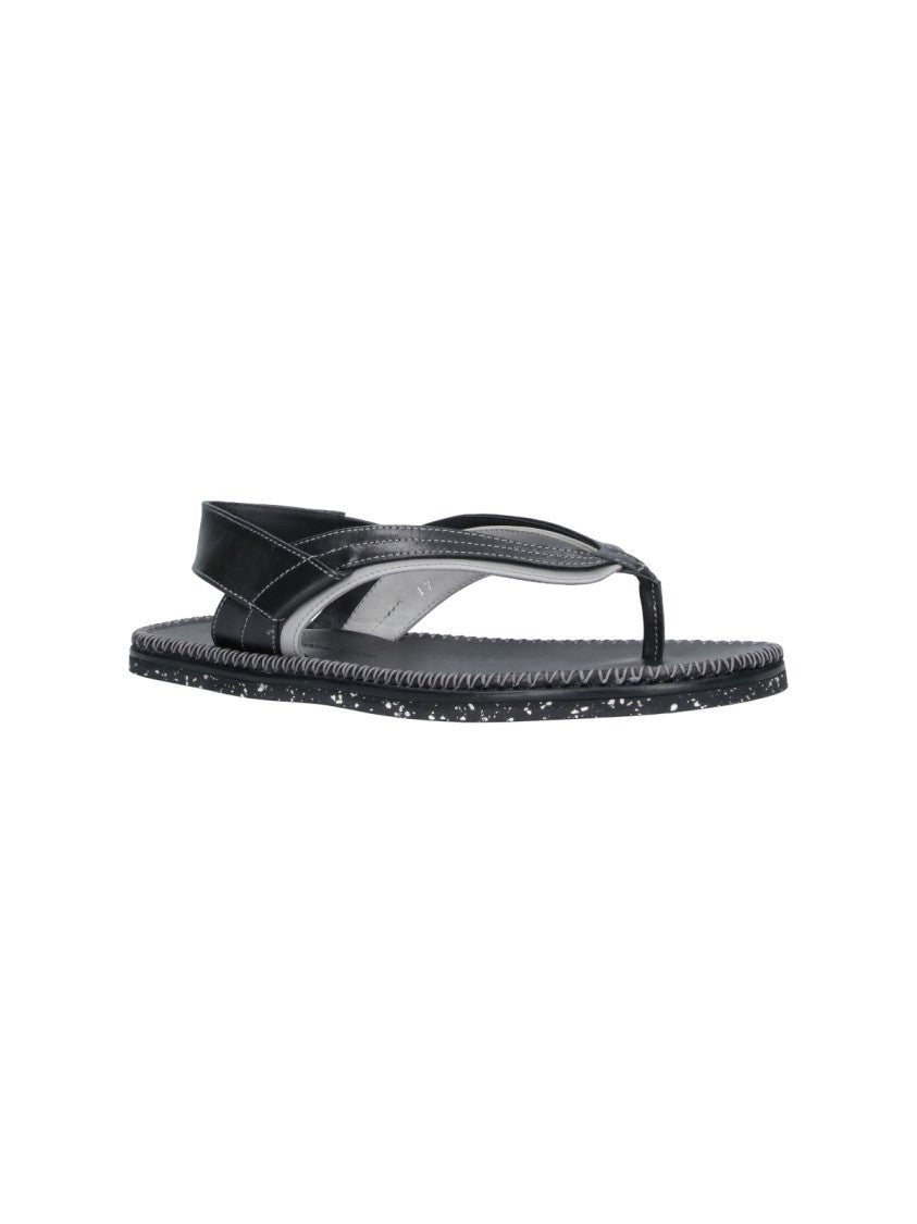 Kiko Kostadinov Black Leather Rounded Toe Thong Sandals