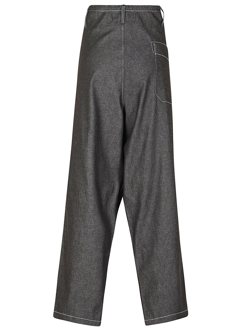 Yohji Yamamoto Wide-Leg High-Waist Pants With Drawstring Closure
