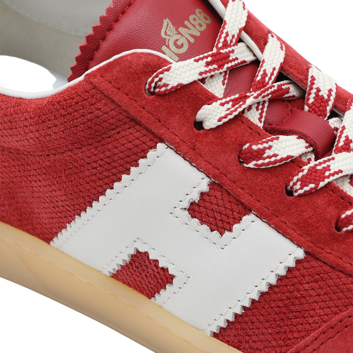 Hogan Red Suede Sneakers With Textured Upper