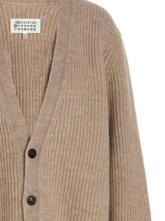 Maison Margiela Ribbed Knit Cardigan With Deep V-Neckline