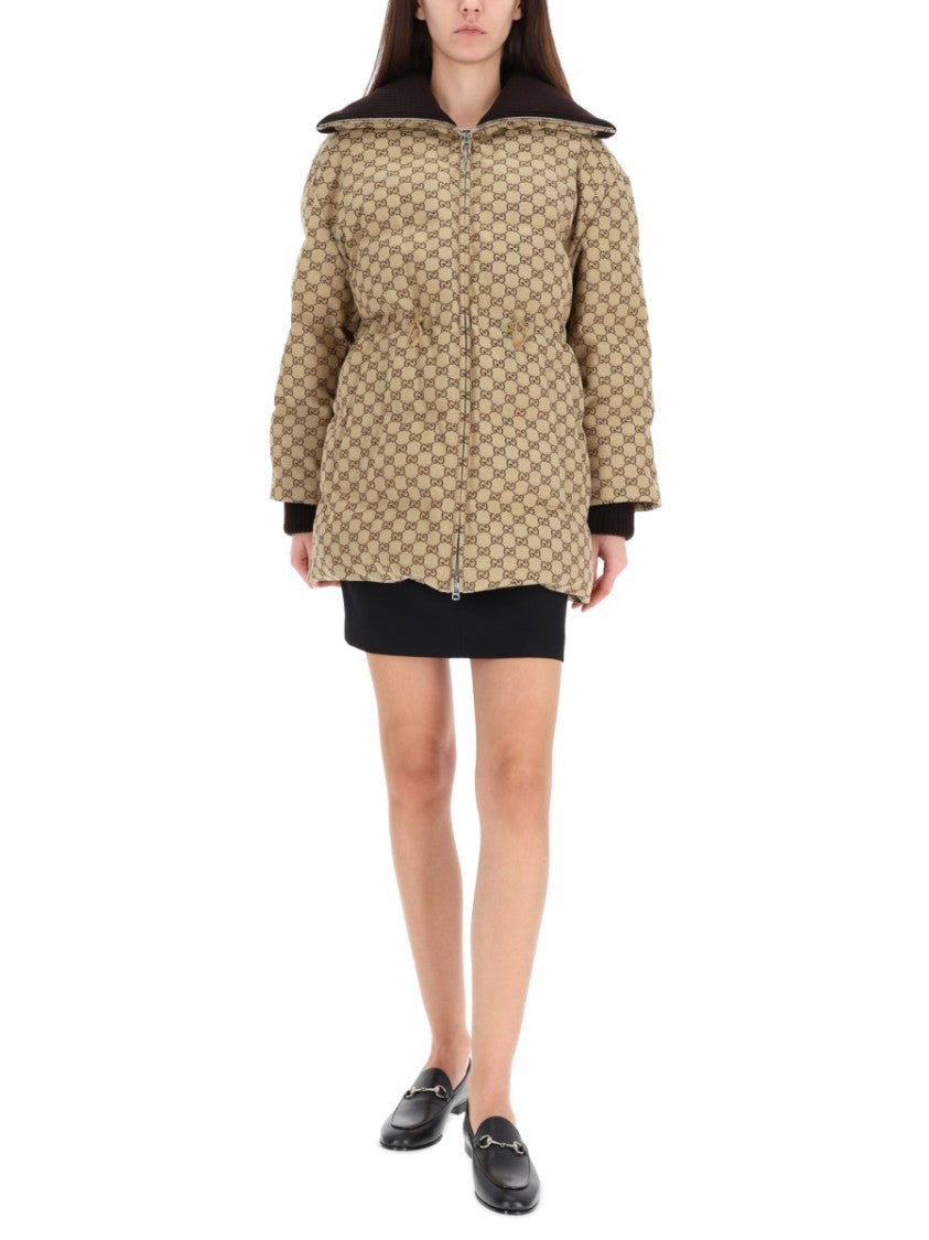 Gucci Quilted Down Jacket With Monogram Pattern And Boxy Silhouette