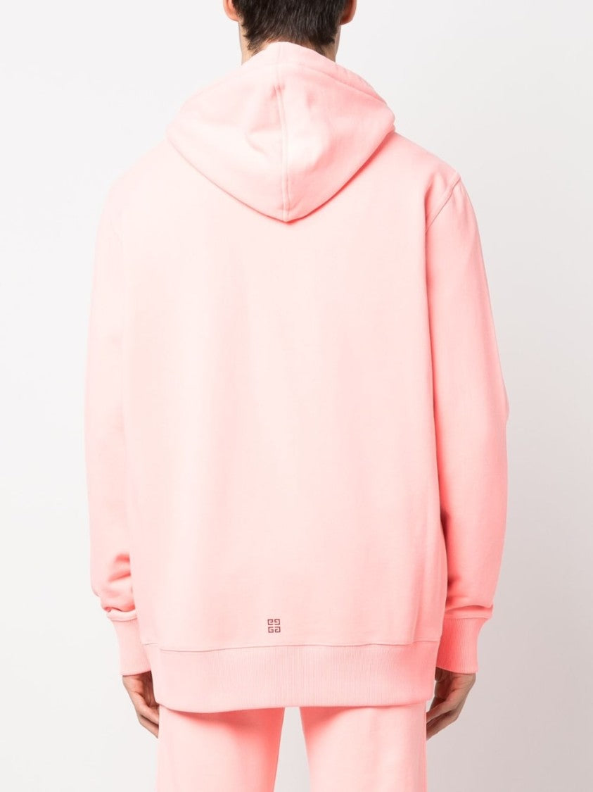 Givenchy Coral Pink Logo-Embroidered Cotton Hoodie
