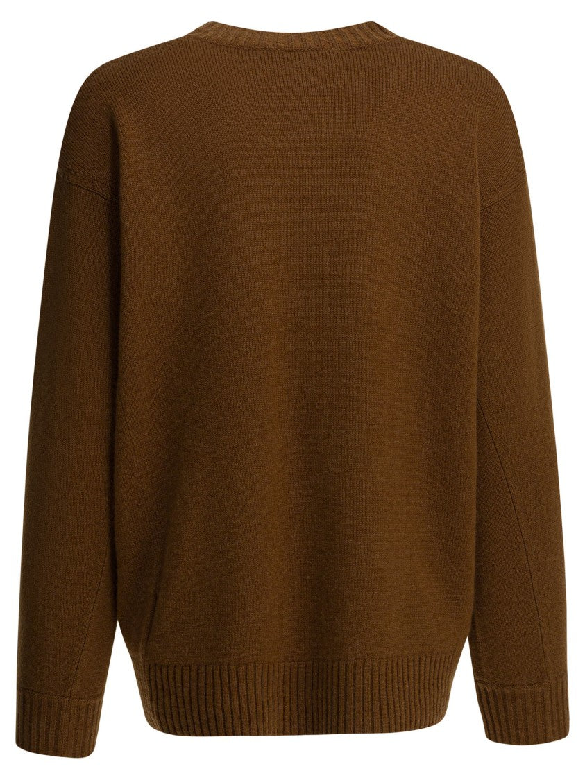 Max Mara Brown Knit Sweater With Vintage-Inspired Raised Numbers