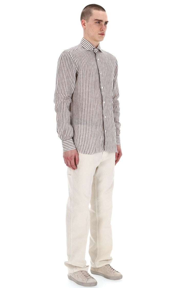Barba Dandylife Line Linen Tailored Stripe Shirt