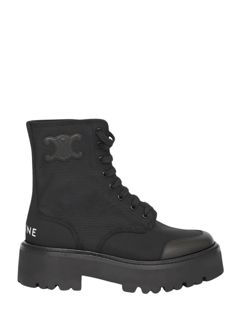 Celine High-Top Lace-Up Boots With Chunky Rubber Sole
