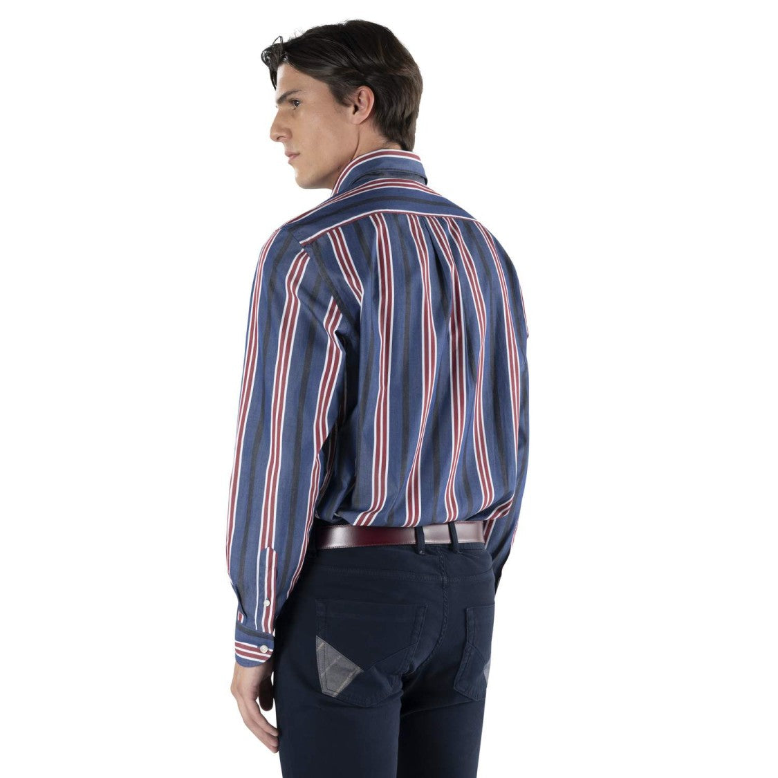 Harmont & Blaine Striped Button-Down Cotton Logo Shirt